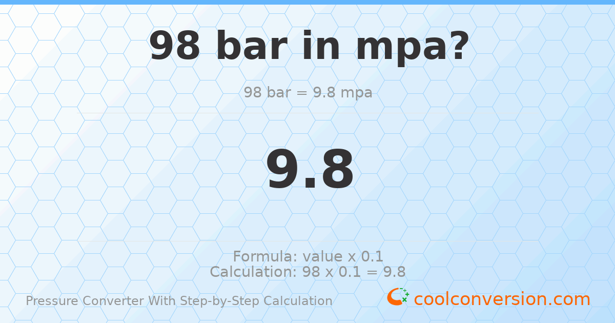 98 bar = 9.8 MPa