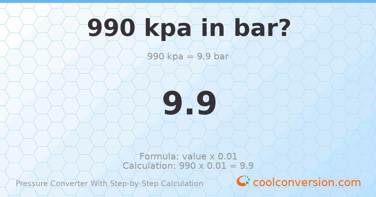 990 kPa = 9.9 bar