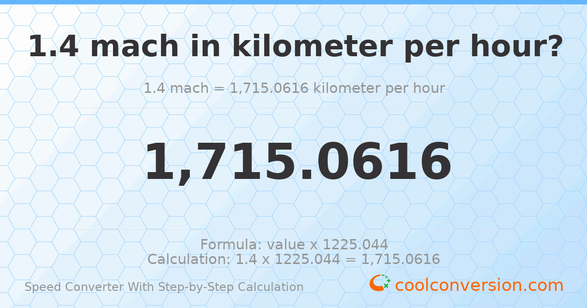 1.4 mach = 1715.06 kilometers per hour