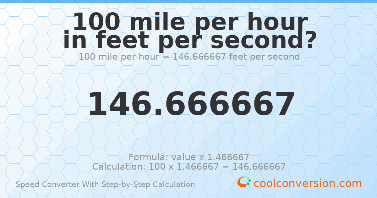 100 miles per hour = 146.667 feet per second
