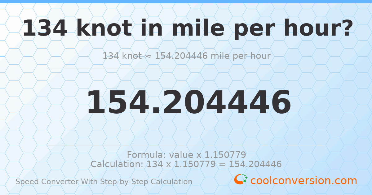134 knots = 154.204 miles per hour