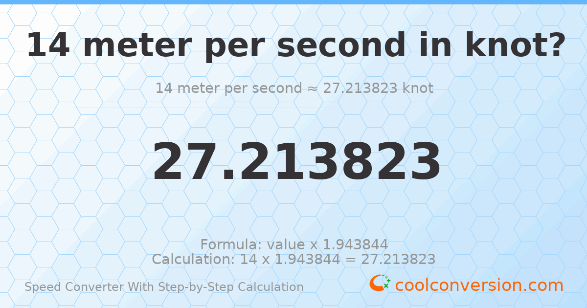 14 meters per second = 27.2138 knots