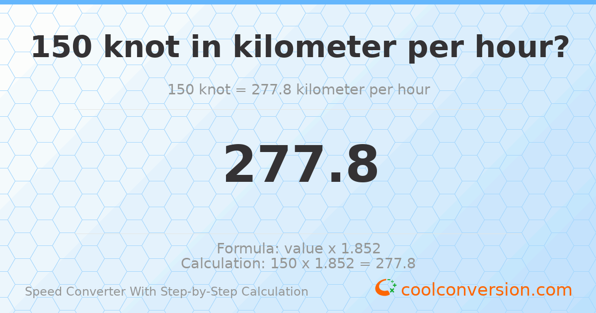 150 knots = 277.8 kilometers per hour