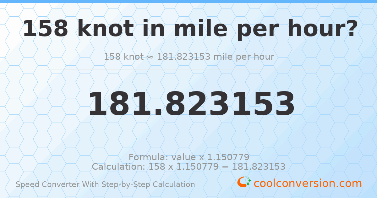 158 knots = 181.823 miles per hour