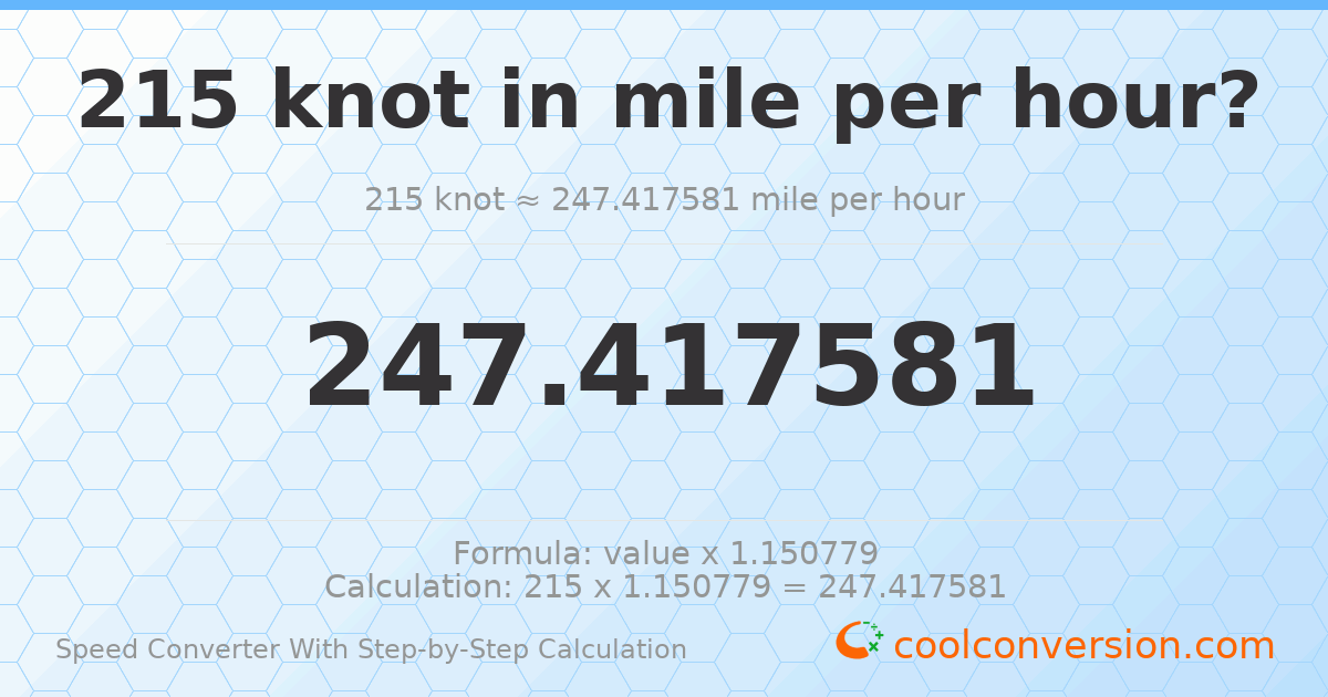 215 knots = 247.418 miles per hour