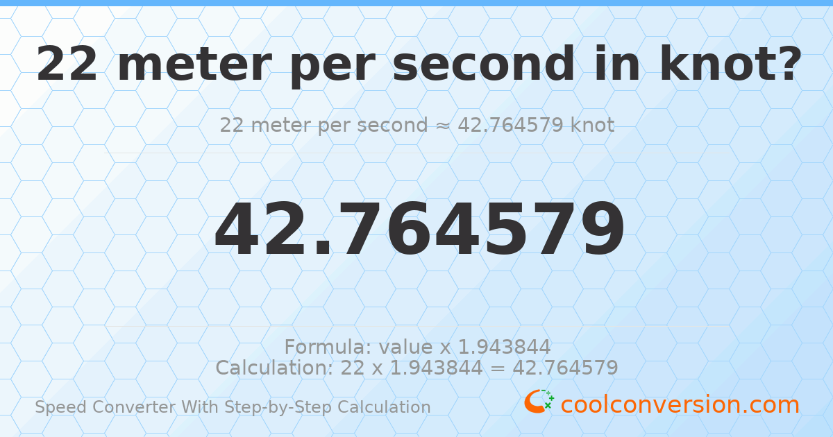 22 meters per second = 42.7646 knots