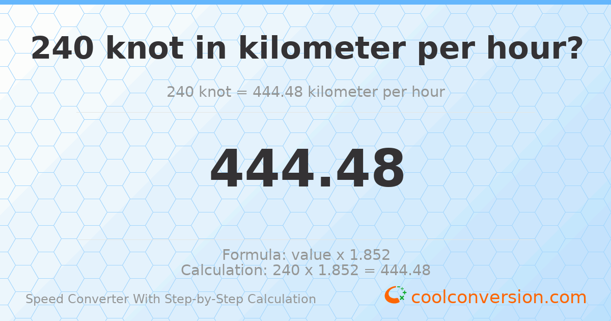 240 knots = 444.48 kilometers per hour