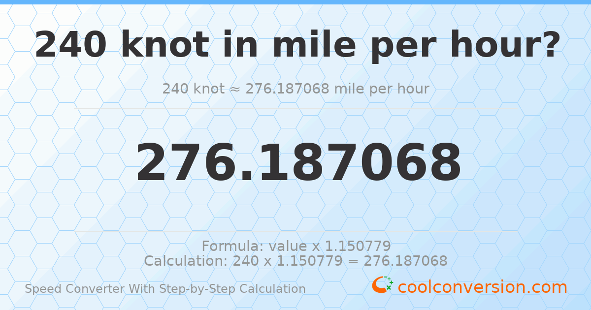 240 knots = 276.187 miles per hour