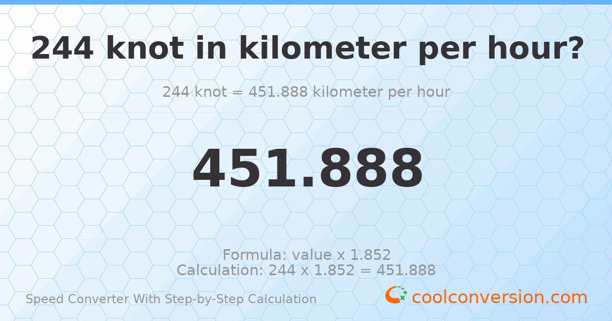 244 knots = 451.888 kilometers per hour
