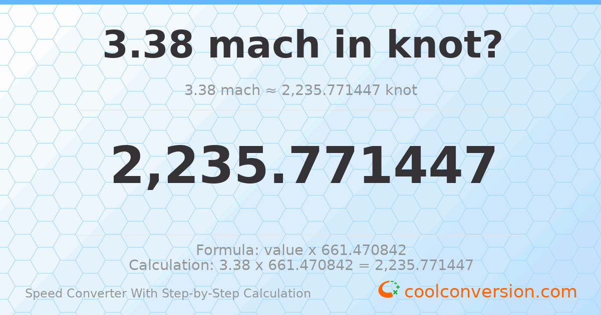 3.38 mach = 2235.77 knots