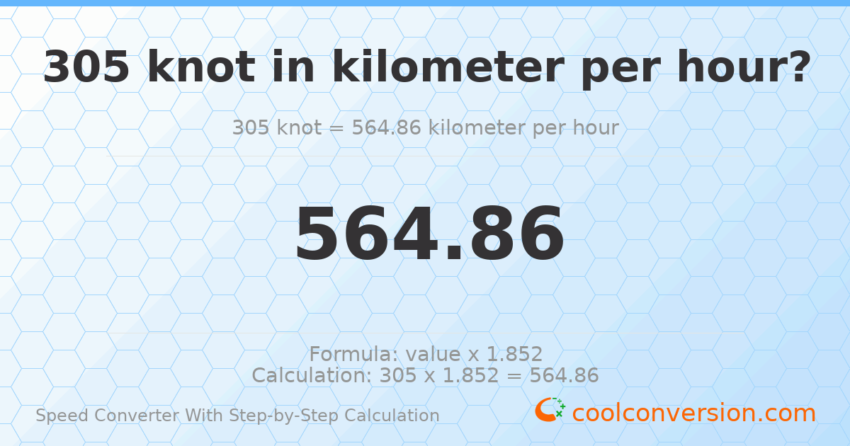 305 knots = 564.86 kilometers per hour