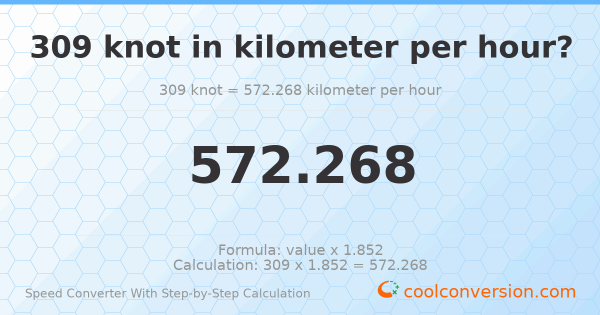 309 knots = 572.268 kilometers per hour