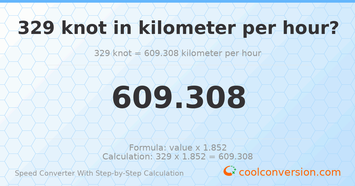 329 knots = 609.308 kilometers per hour