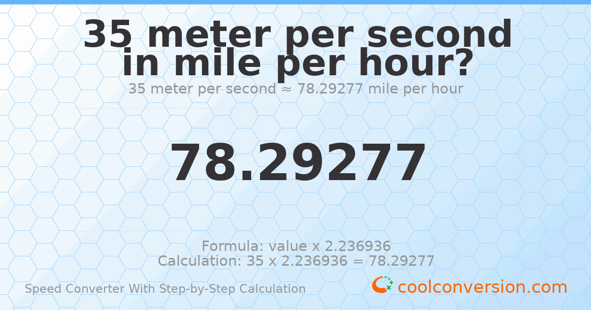 35 meters per second = 78.2928 miles per hour