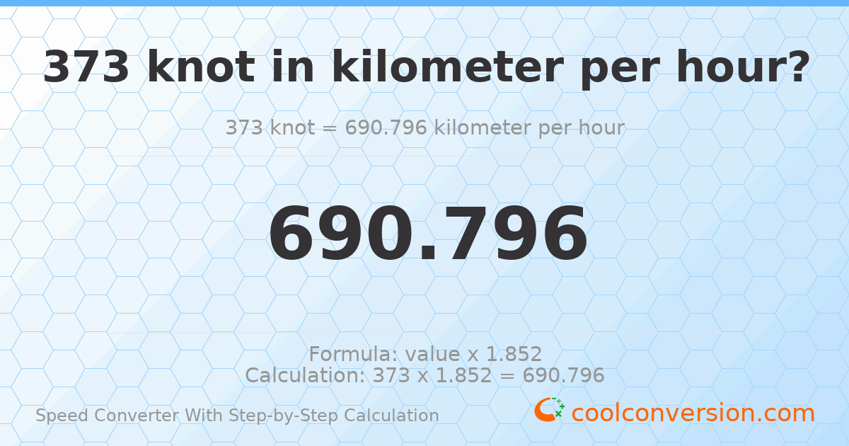 373 knots = 690.796 kilometers per hour