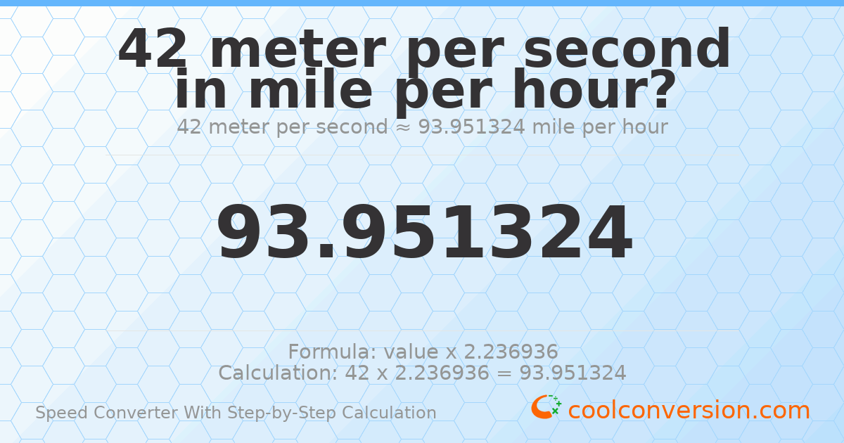 42 meters per second = 93.9513 miles per hour