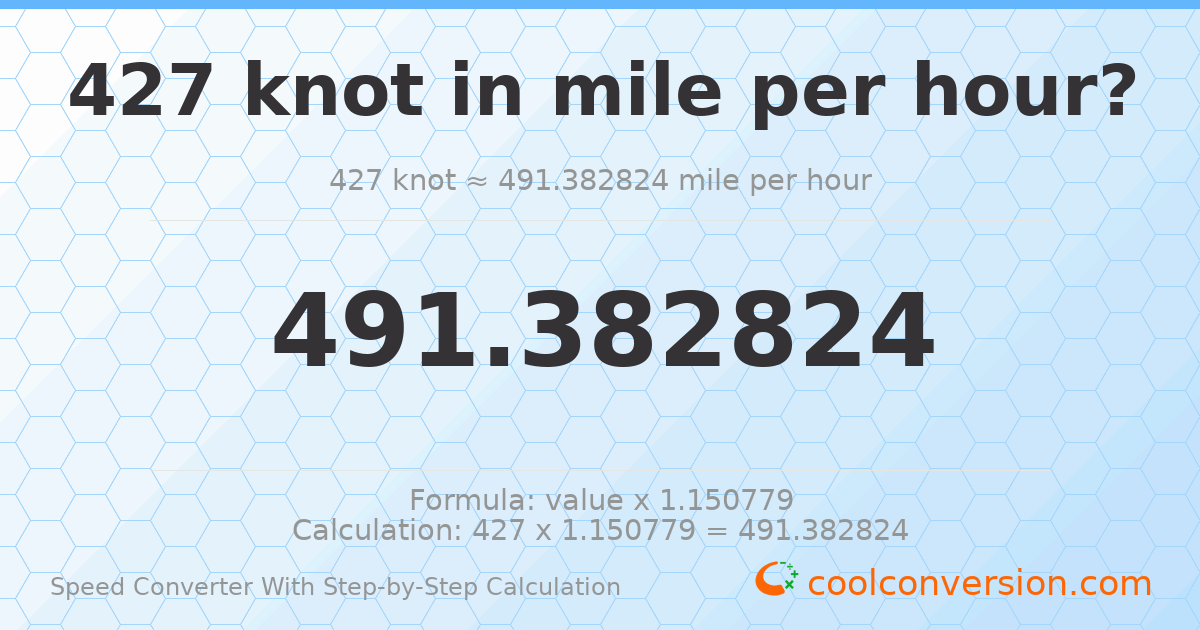 427 knots = 491.383 miles per hour