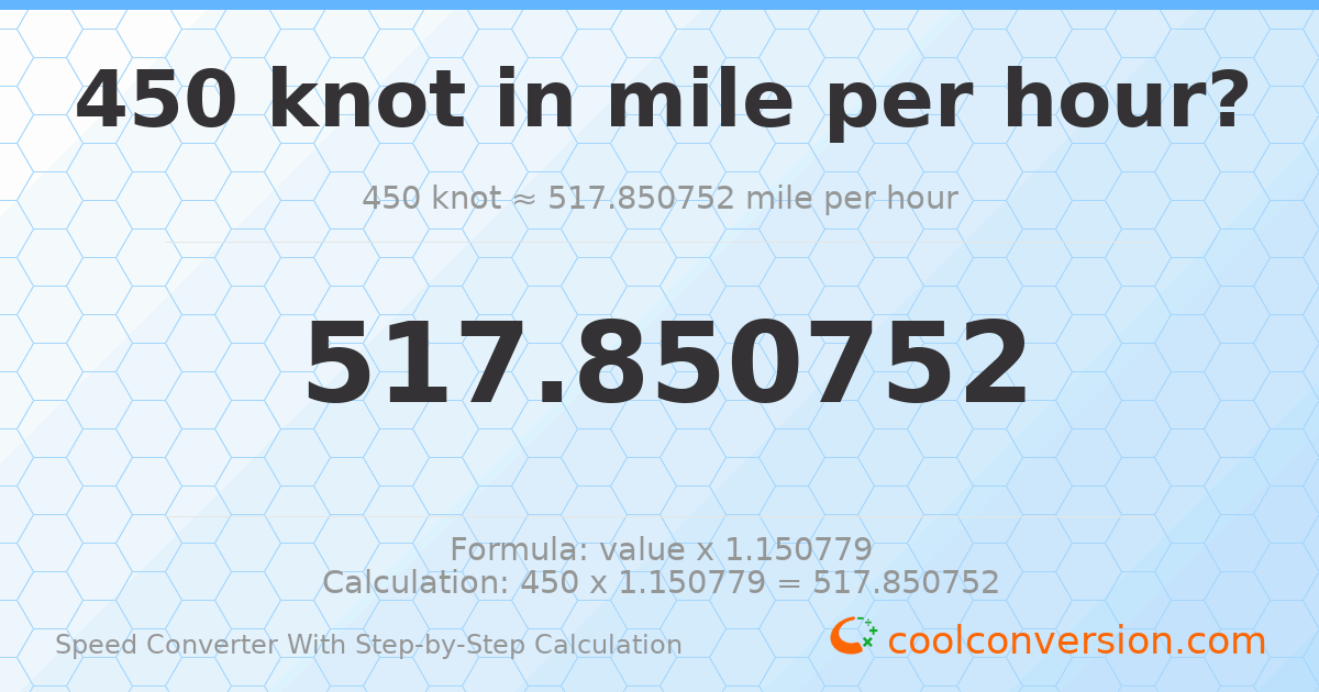 450 knots = 517.851 miles per hour