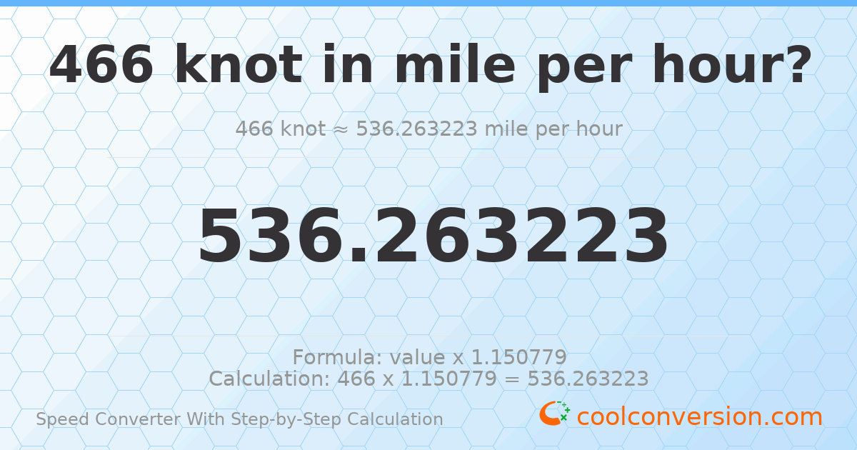 466 knots = 536.263 miles per hour