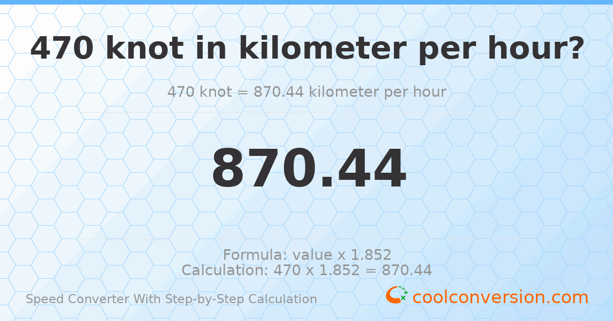470 knots = 870.44 kilometers per hour