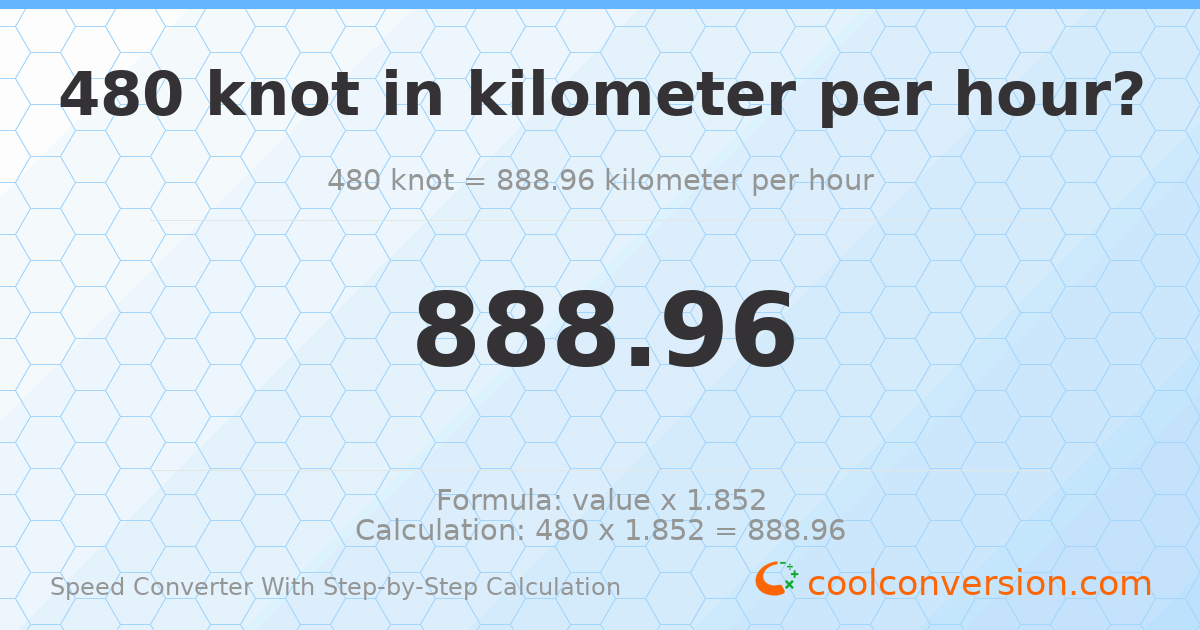 480 knots = 888.96 kilometers per hour