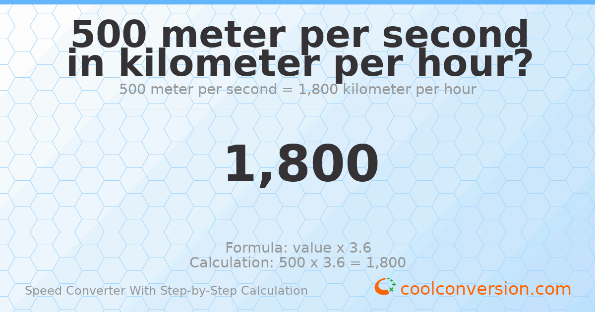 500 meters per second = 1800 kilometers per hour