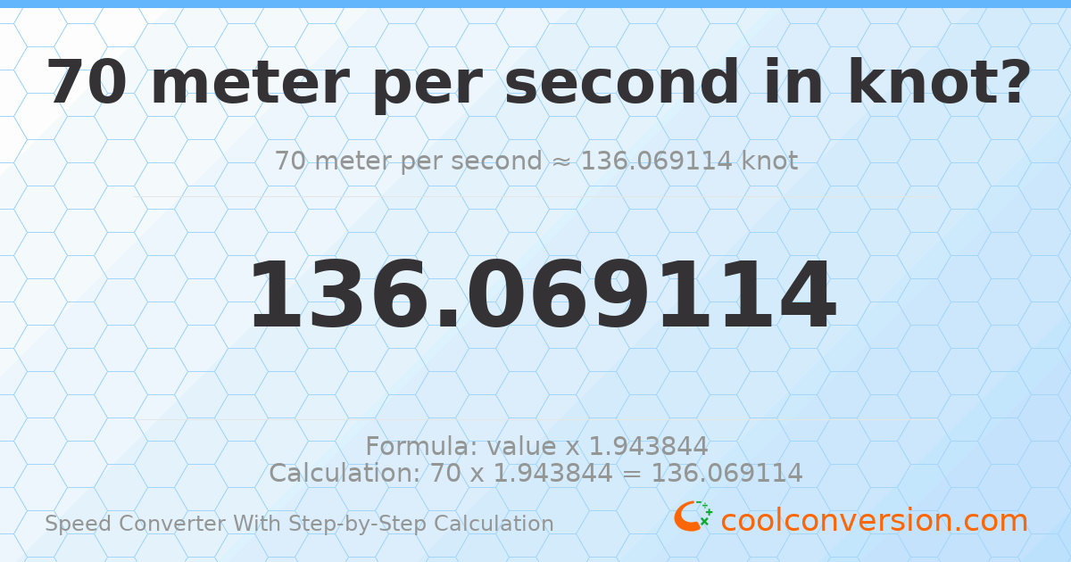 70 meters per second = 136.069 knots