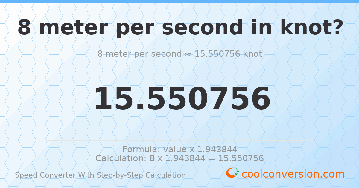 8 meters per second = 15.5508 knots