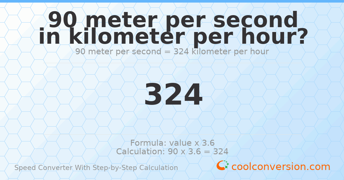 90 meters per second = 324 kilometers per hour