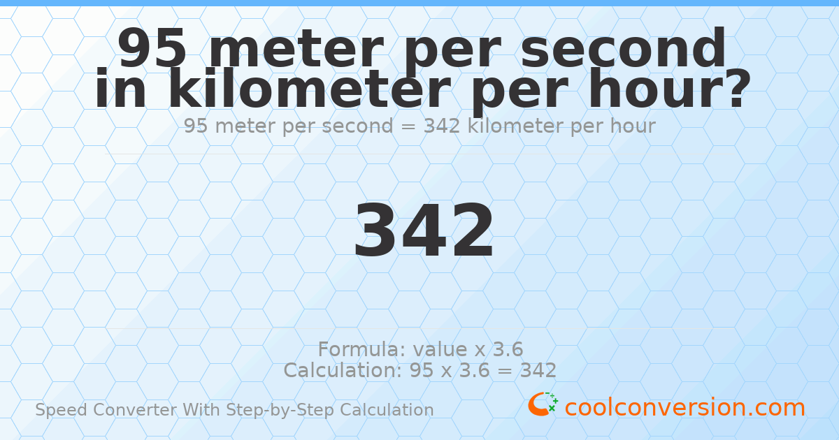 95 meters per second = 342 kilometers per hour
