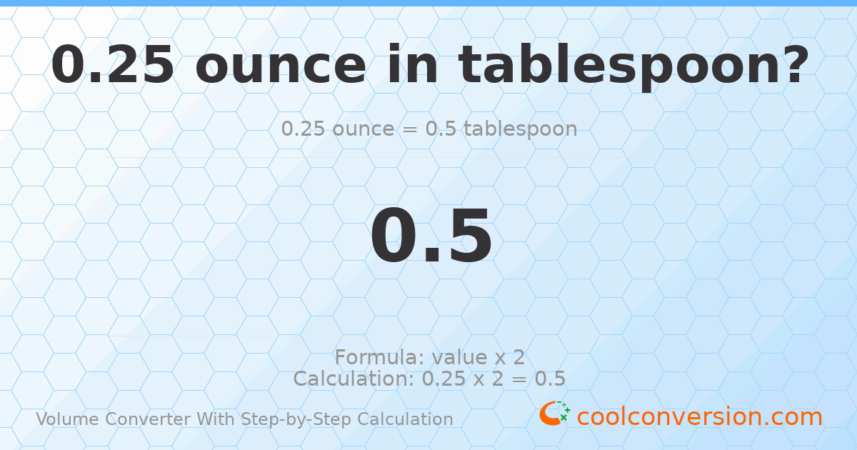 0.25 ounces = 0.5 Tablespoons