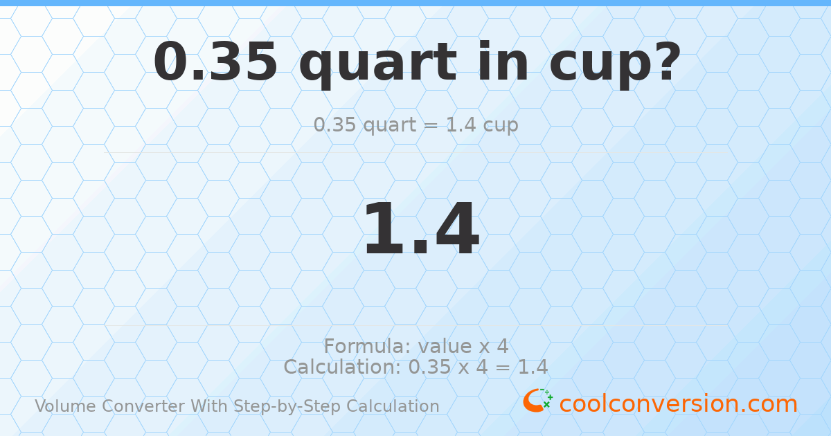 0.35 quarts = 1.4 cups