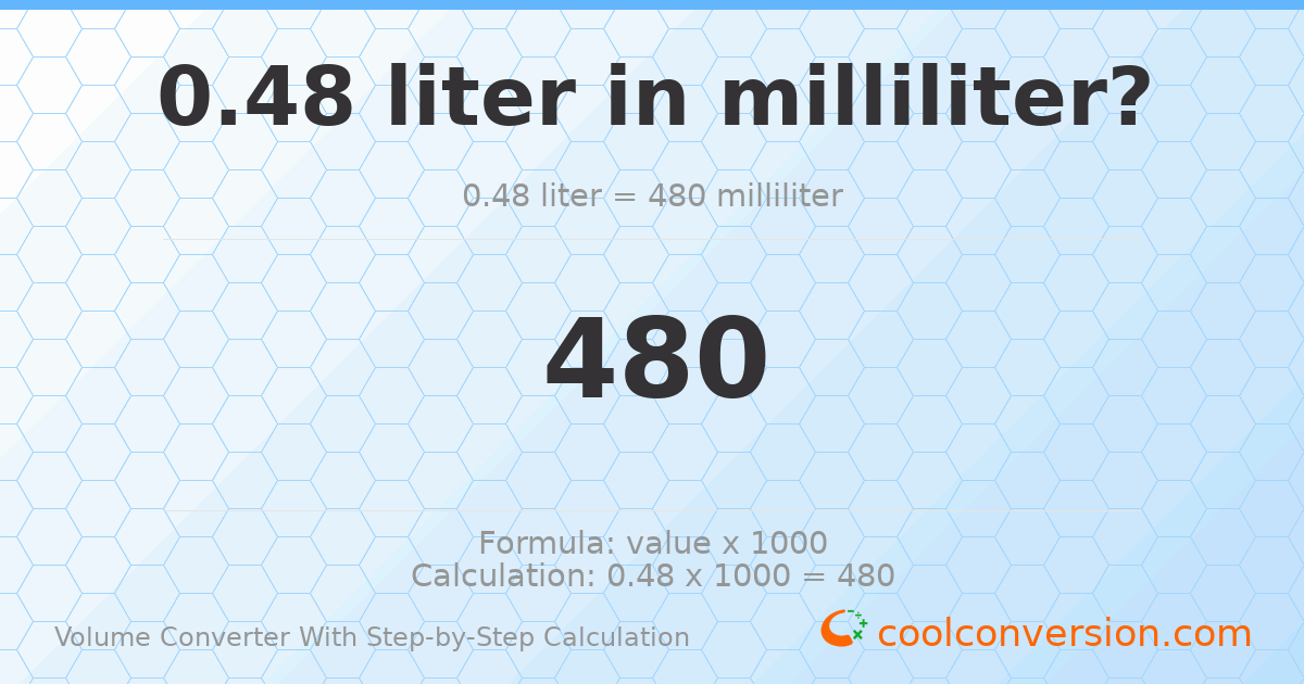 0.48 liters = 480 milliliters