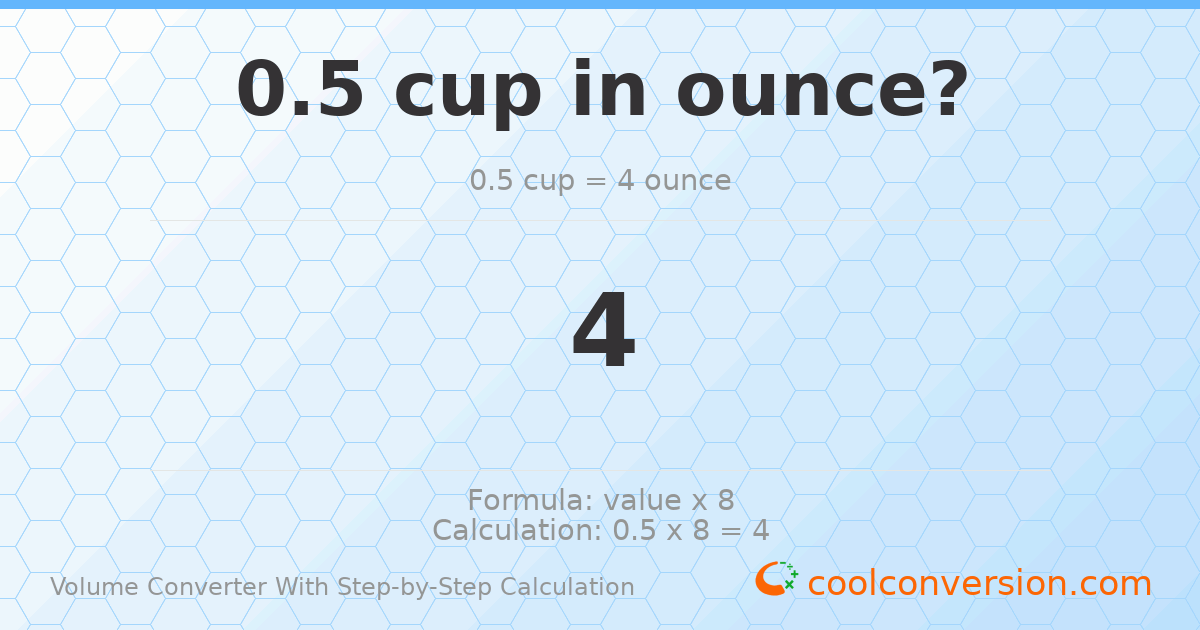 0.5 cups = 4 ounces
