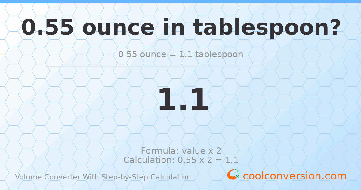 0.55 ounces = 1.1 Tablespoons