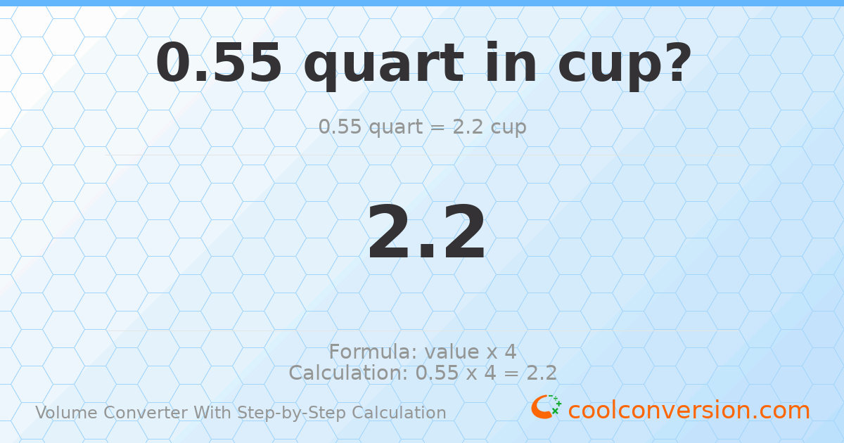 0.55 quarts = 2.2 cups
