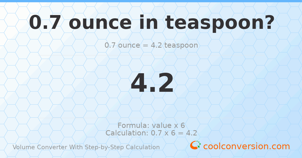0.7 ounces = 4.2 Teaspoons