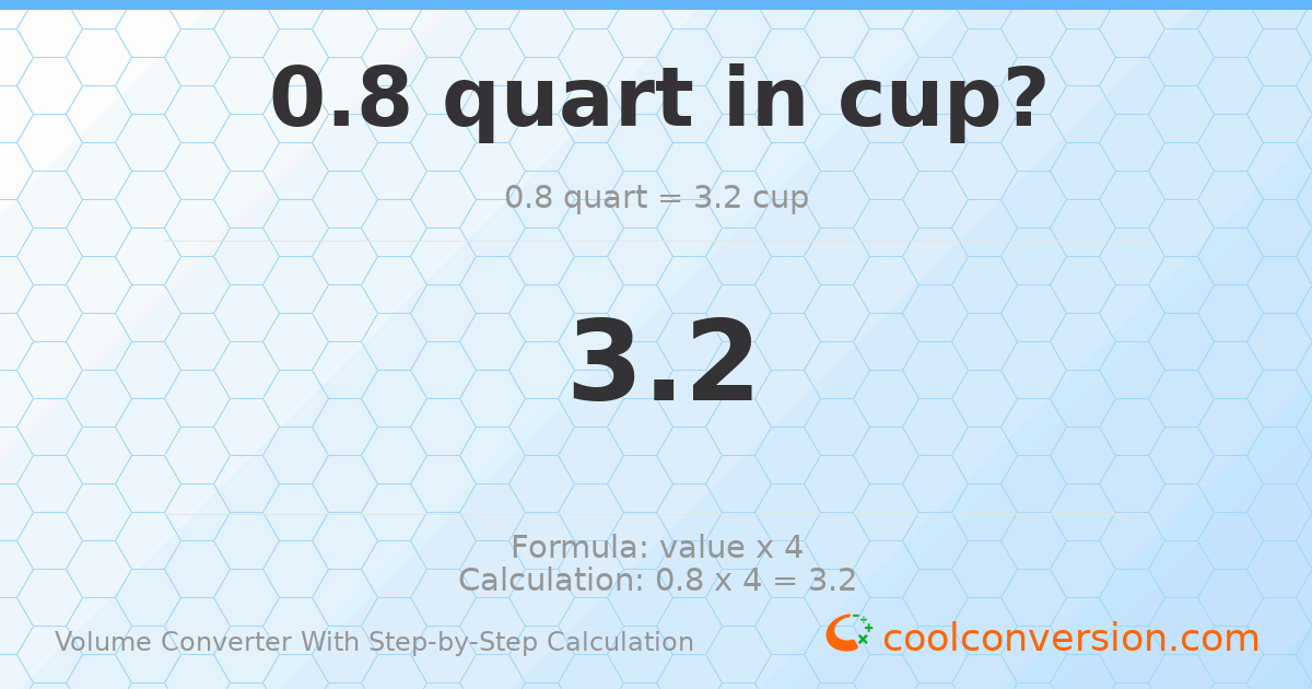 0.8 quarts = 3.2 cups