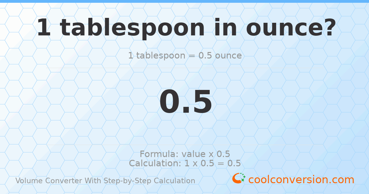 1 Tablespoon = 0.5 ounces