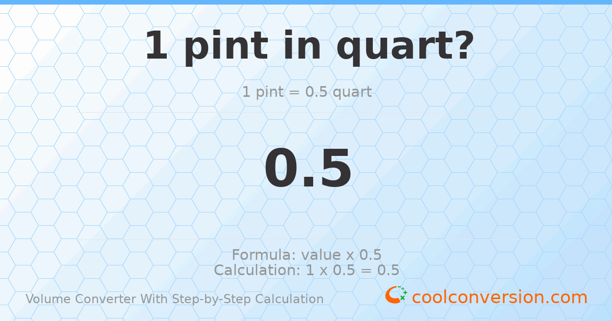 1 pint = 0.5 quarts