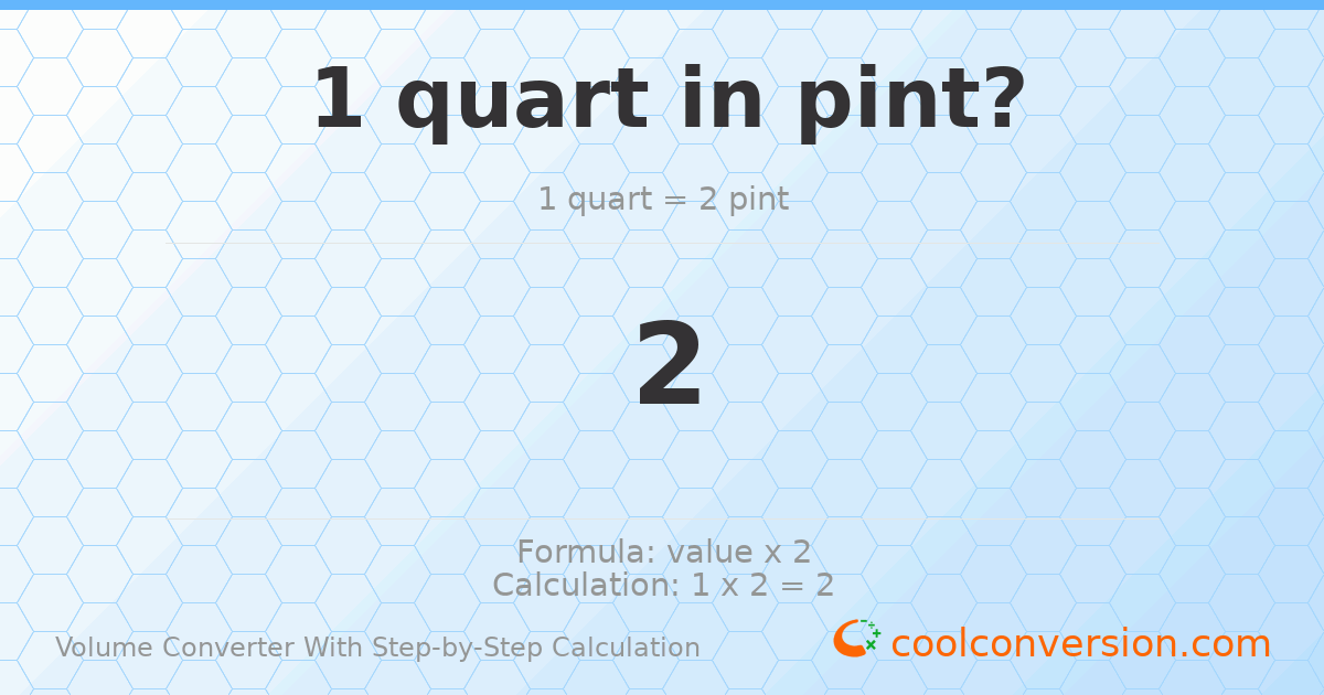 1 quart = 2 pints