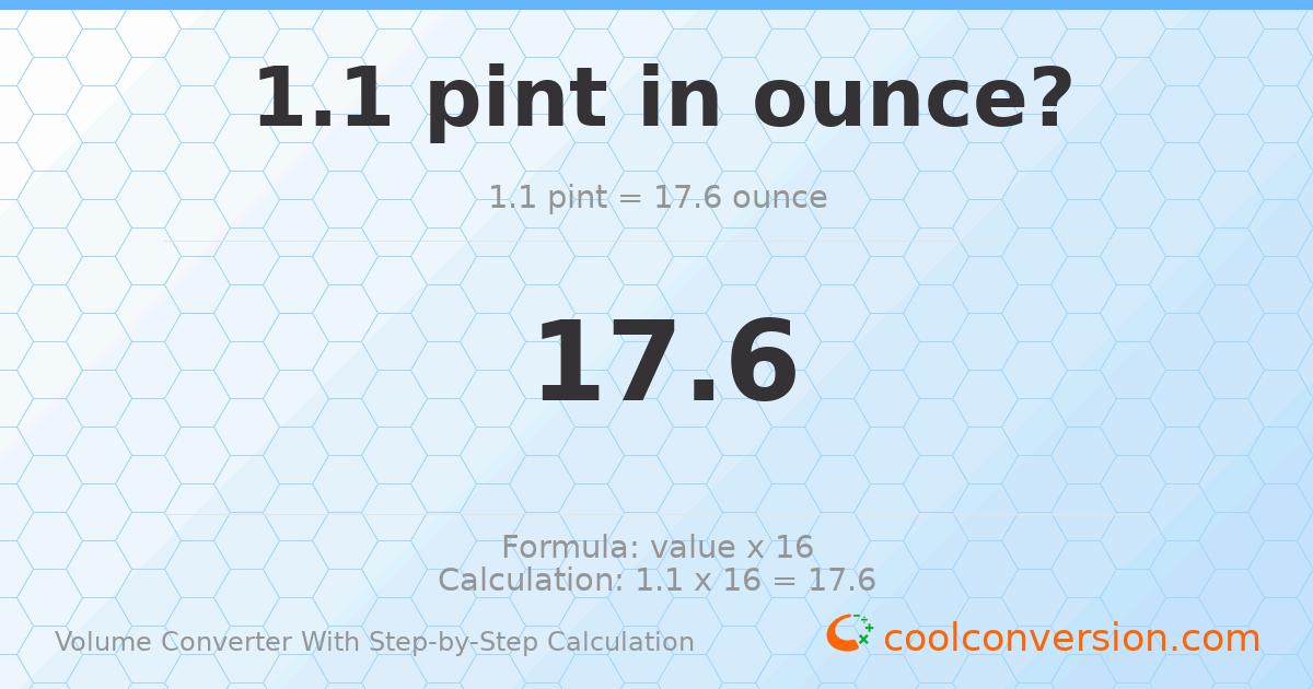 1.1 pints = 17.6 ounces