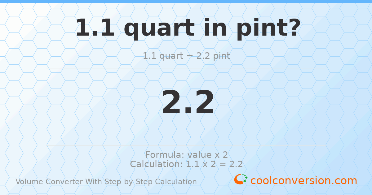 1.1 quarts = 2.2 pints