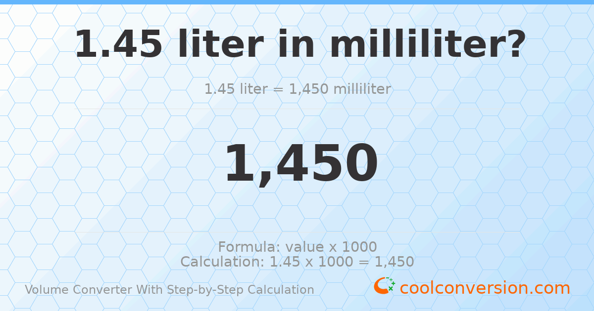 1.45 liters = 1450 milliliters