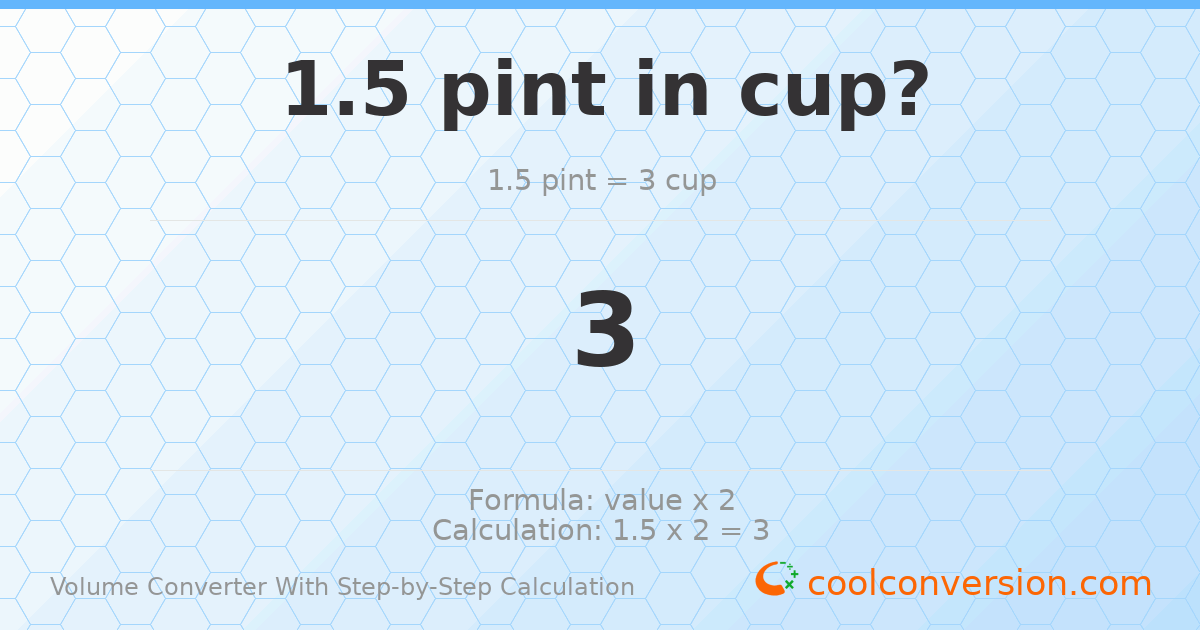 1.5 pints = 3 cups