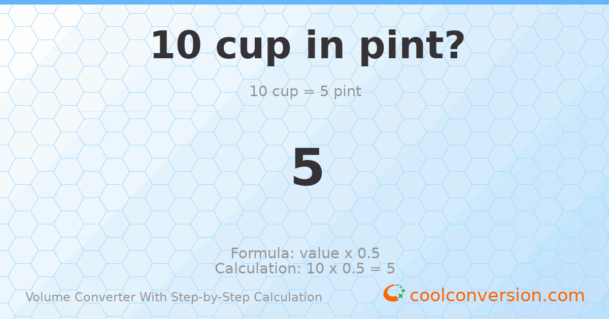 10 cups = 5 pints