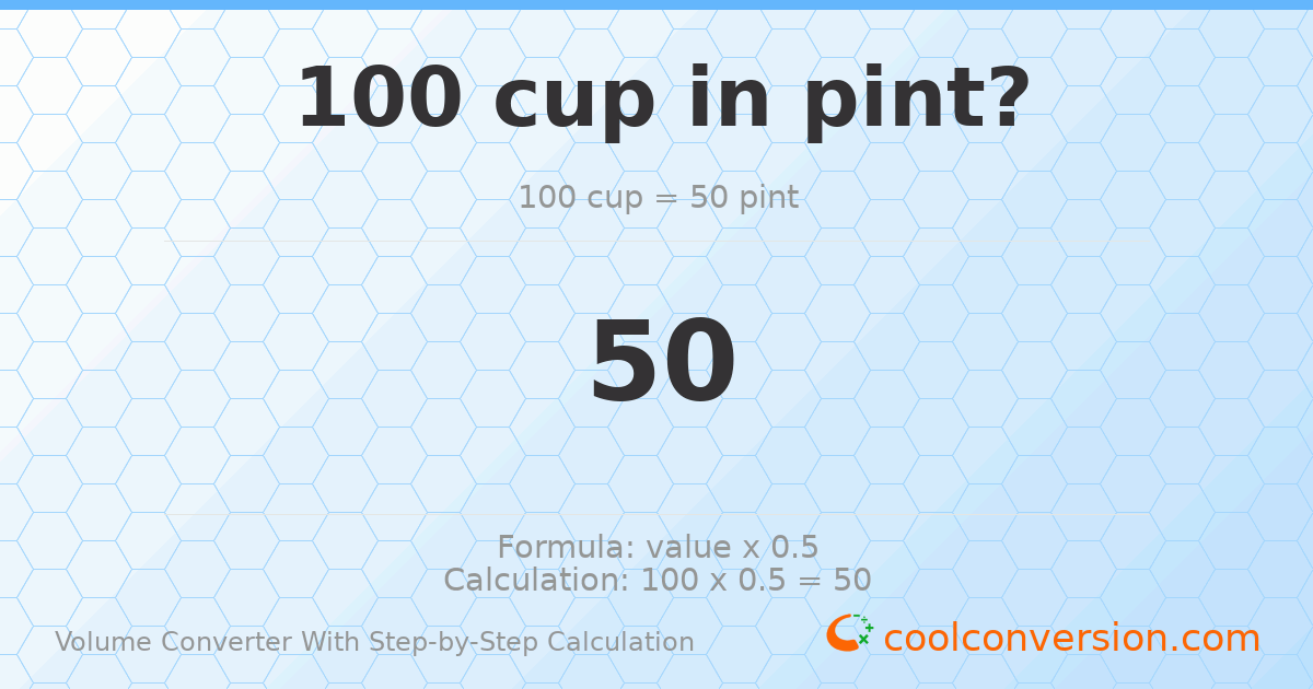 100 cups = 50 pints