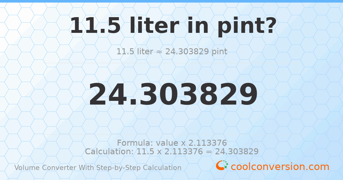 11.5 liters = 24.3038 pints