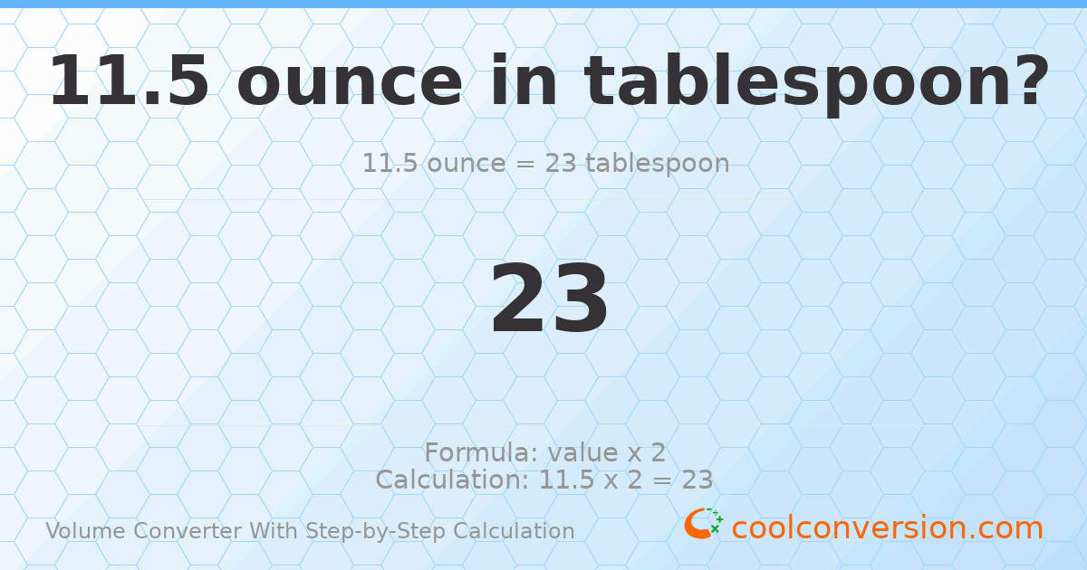 11.5 ounces = 23 Tablespoons