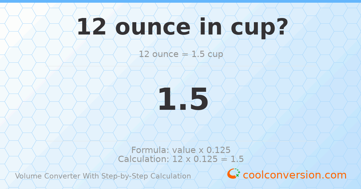 12 ounces = 1.5 cups